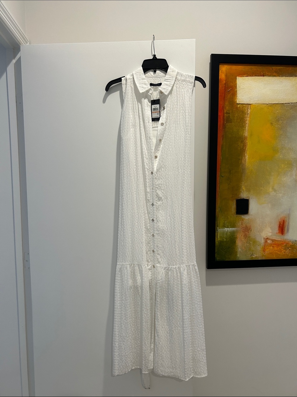Tommy Hilfiger Sleeveless White Button-Down Maxi Dress